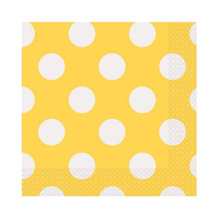 Serviette jetable Jaune à pois blancs