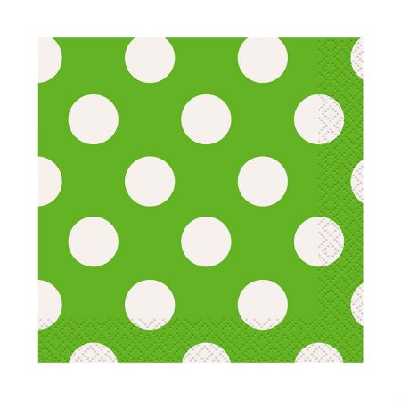 Serviette jetable Verte à pois blancs