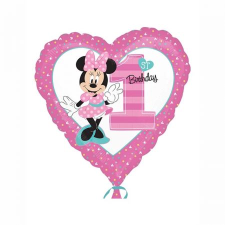 Ballon Happy Birthday 1 Minnie Coeur