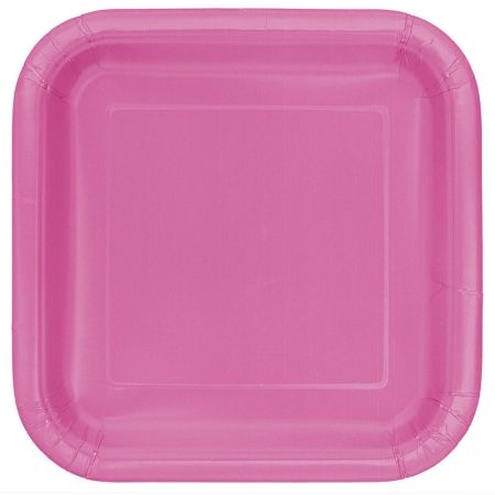 Assiette carrée en carton Rose