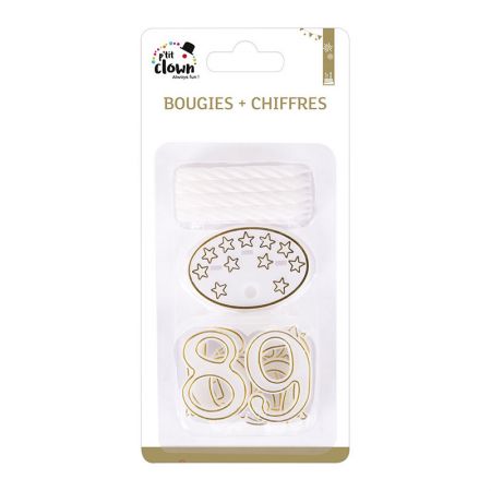 Blister de 10 Bougies + 10 Chiffres avec Socle en Plastique