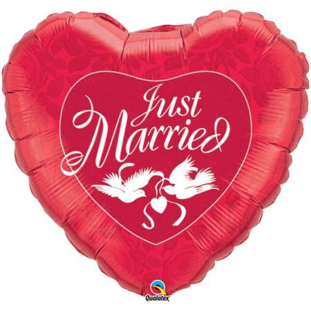 Ballon Coeur Just Married Rouge