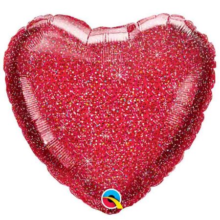 Ballon Mylar Coeur Glittergraphic Red