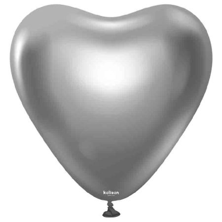 Ballon Coeur Chrome Gris Espace Kalisan