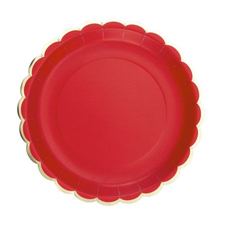 Assiette en Carton Ronde Festonnée Rouge