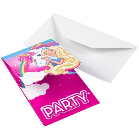 Carte d'invitation Barbie Licorne