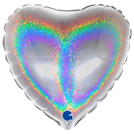 Ballon Alu Coeur Argent Holo