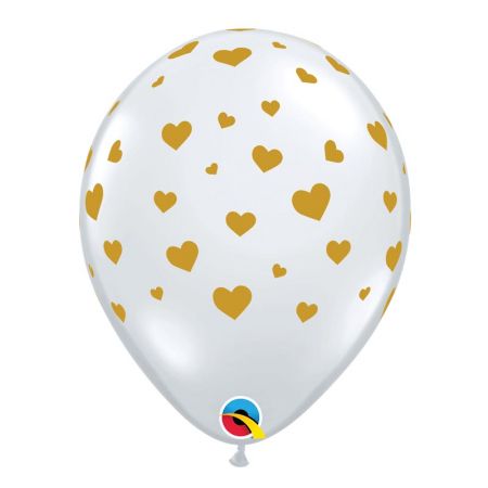 Ballon coeur tout autour Transparent et or