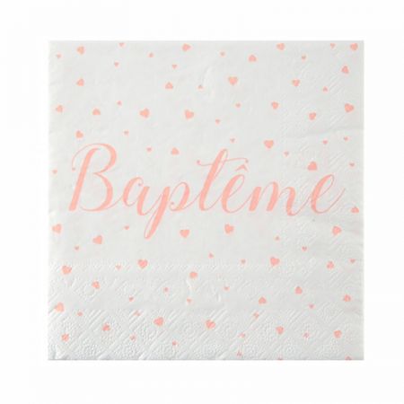 Serviettes papier Baptême Corail