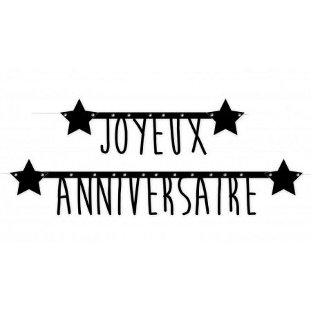 Guirlande Lettres noires "Joyeux Anniversaire"