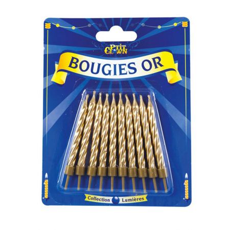 Bougie Or avec Bobèche - Blister de 10