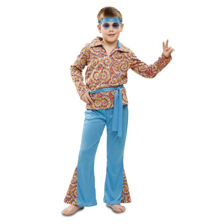 Déguisement hippie garçon bleu