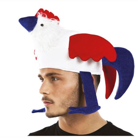 Chapeau velours coq - bleu, blanc et rouge