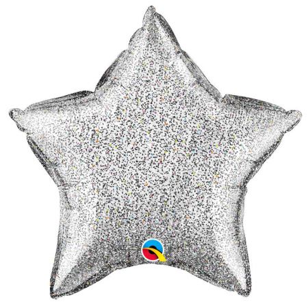 Ballon Mylar étoile argent Glittergraphic