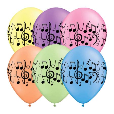 Ballon notes de musiques qualatex assortiment néon