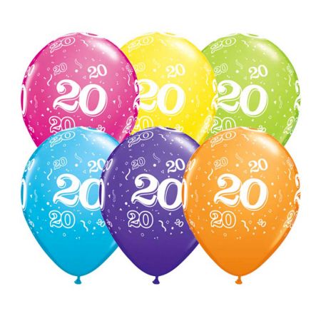 Ballon Qualatex 20 ans assortiment tropical