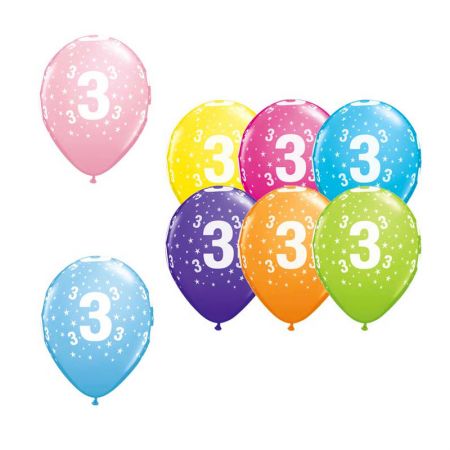Ballon Qualatex 3 ans assortiment tropical
