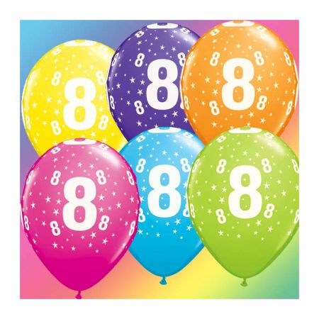 Ballon Qualatex 8 ans assortiment tropical