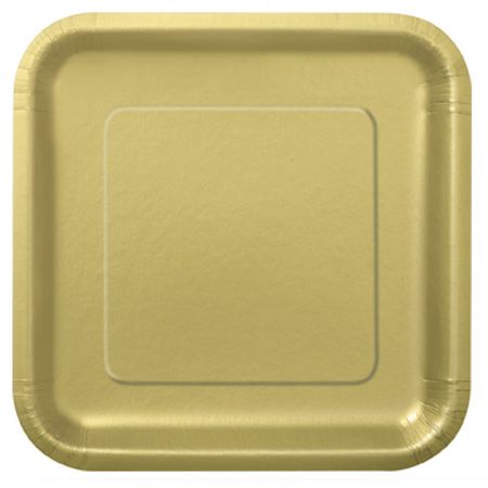 Assiette carrée en carton Or
