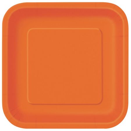 Assiette carrée en carton Orange