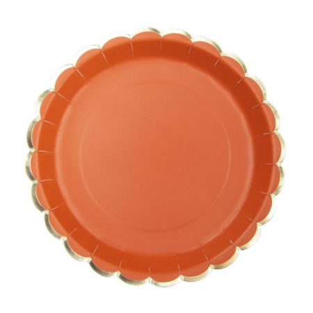 Assiette en Carton Ronde Festonnée Orange