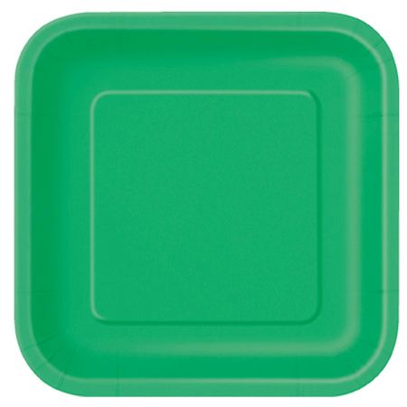 Assiette carrée en carton verte