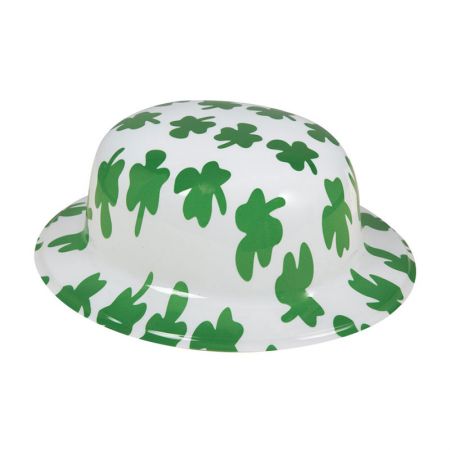 Chapeau Plastique melon Saint Patrick Blanc