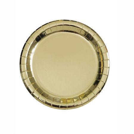 Assiette Jetable en Carton Ronde Métallisée Or