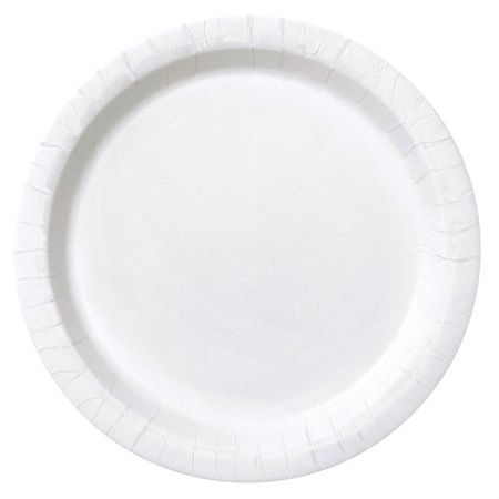 Assiette ronde en carton Blanche