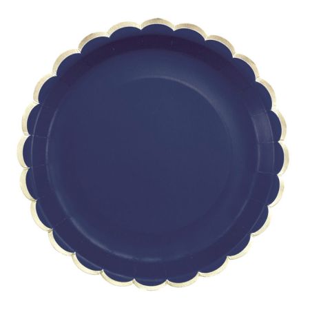 Assiette en Carton Ronde Festonnée Bleu Marine