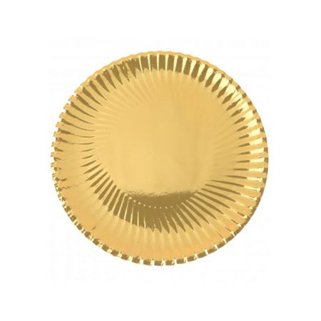 Assiette Jetable en Carton Ronde Métallisé Doré