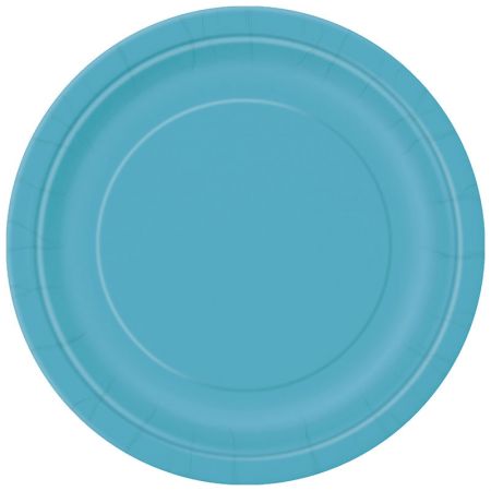 Assiette ronde en Carton Embossée Turquoise