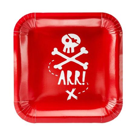 Assiette Jetable Pirate Rouge par 6