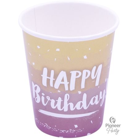 Verre Jetable Happy Birthday Rose Gold Ombre
