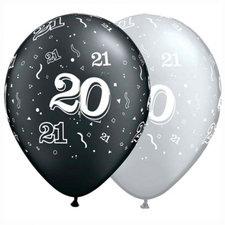 Ballon Qualatex 20 ans Noir et Argent