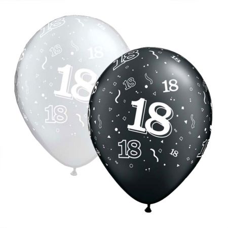 Ballon Qualatex 18 ans Noir et Argent