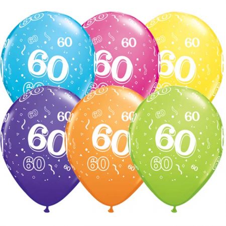 Ballon Qualatex 60 ans assortiment tropical