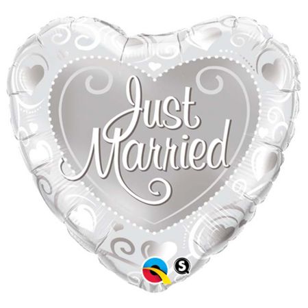 Ballon Coeur Just Married Argent
