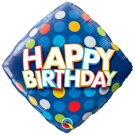 Ballon Carré Happy Birthday confettis