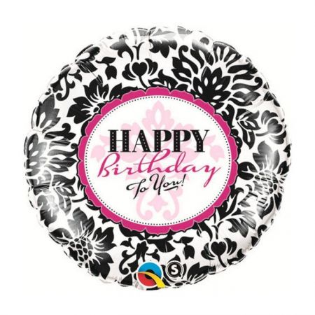 Ballon Happy Birthday Elegant Damask