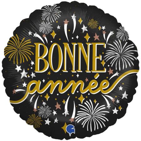 Ballon bonne année artifice noir