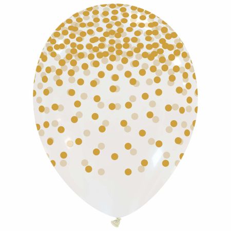 Ballon Transparent Confettis Or