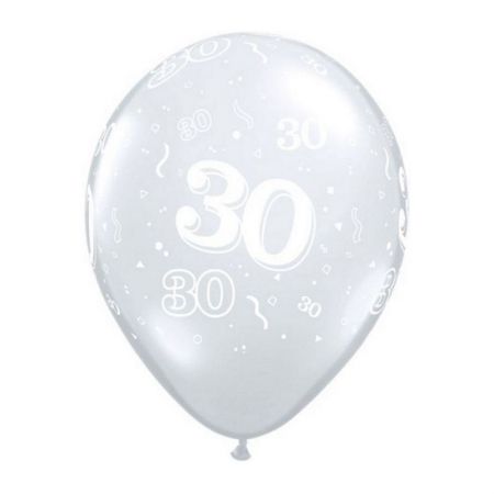 Ballon Qualatex 30 ans transparent (Diamond Clear)