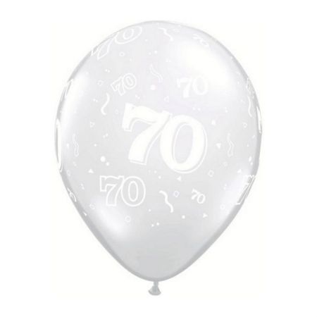 Ballon Qualatex 70 ans Transparent (Diamond Clear)
