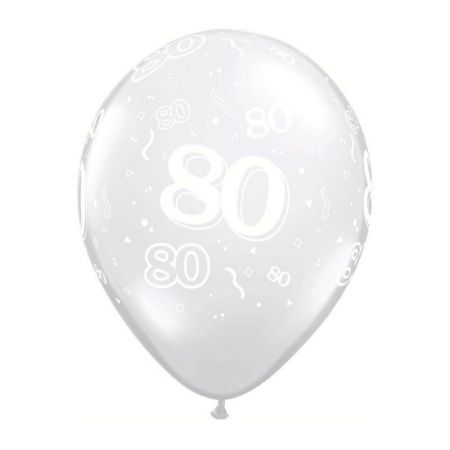 Ballon Qualatex 80 ans Transparent (Diamond Clear)