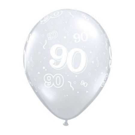 Ballon Qualatex 90 ans Transparent (Diamond Clear)