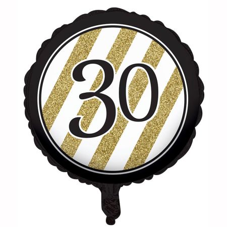 Ballon chiffre 30 noir et doré