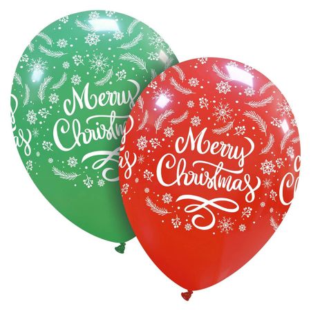 Ballon Merry Christmas Green & Red