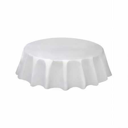 Nappe en plastique ronde blanche