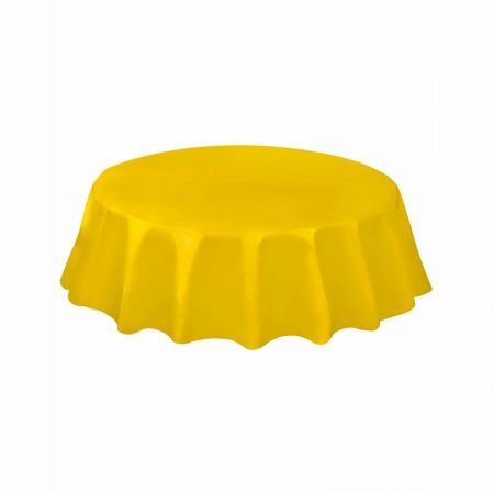 Nappe en plastique ronde jaune